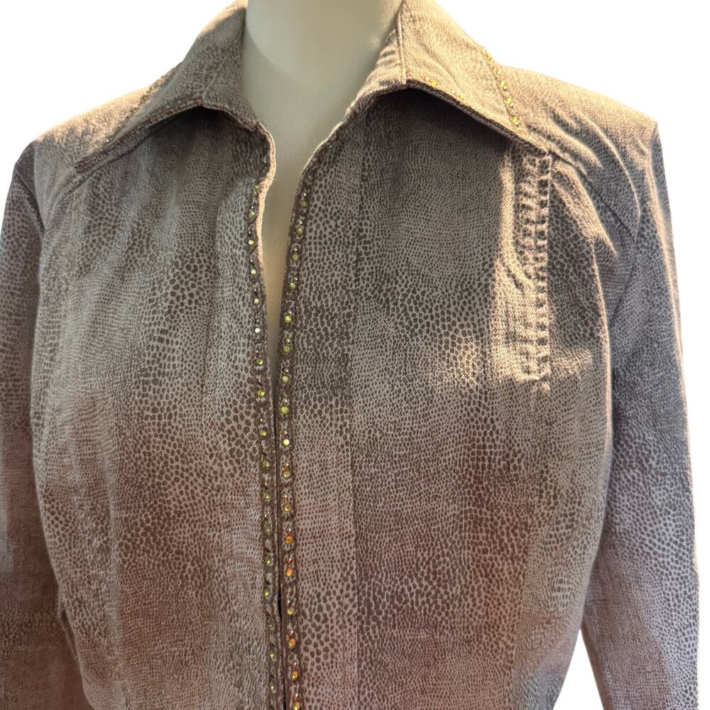 Chico's Platinum Peppie Python Jacket, Rhinestone… - image 1